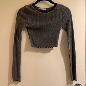 Grey Long Sleeve Crop Top- S